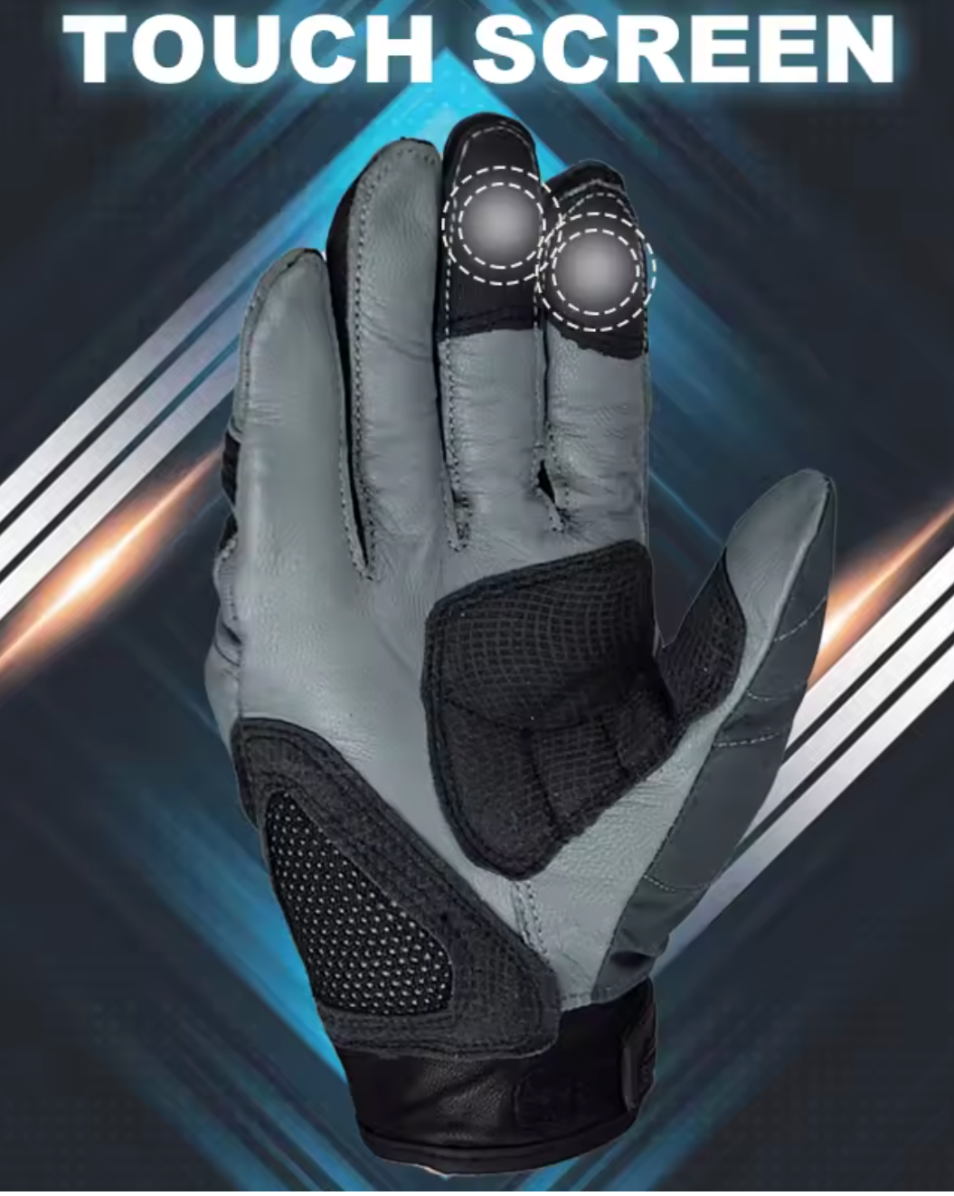 Guantes táctiles antideslizantes para motociclista – Negro