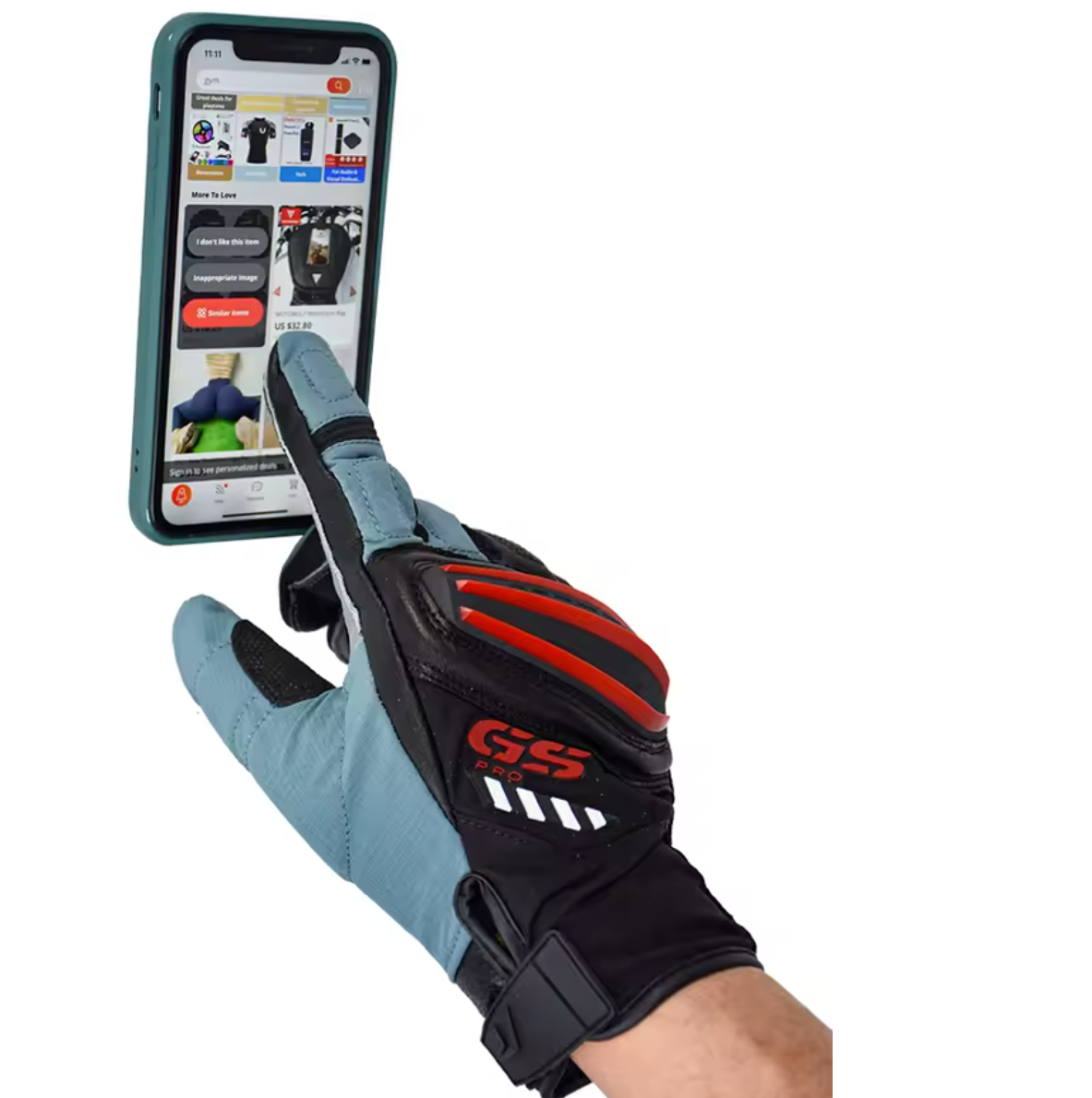 Guantes táctiles antideslizantes para motociclista – Negro