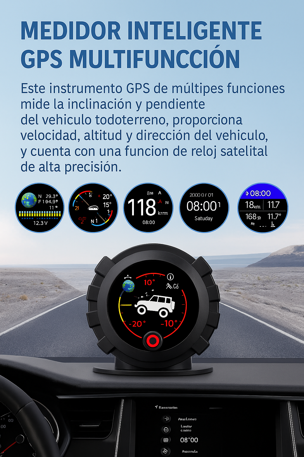 NNEOBA X95 – Pantalla HUD GPS con Inclinómetro para 4x4 y Motos Adventure